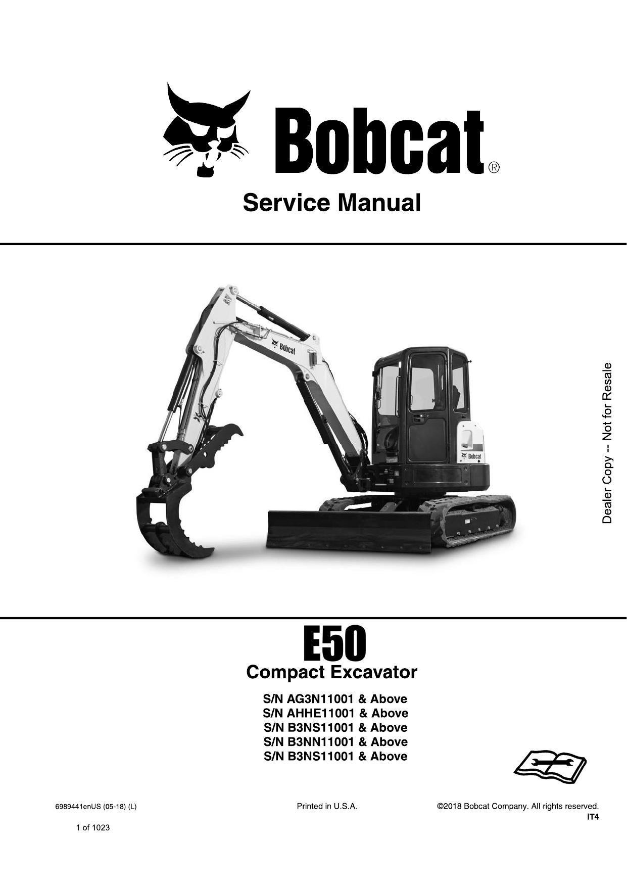 E50 Compact Excavator Service Manual Bobcat